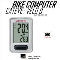 ไมล์วัดวามเร็วจักรยาน CATEYE : VELO 9 BIKE COMPUTER สีขาว