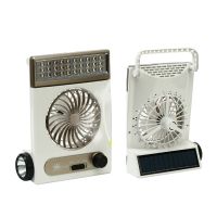 Multifunctional Mini Solar Fan USB Rechargeable Portable Fan Outdoor lighting Ceiling Fan with Led Light Desktop Fan