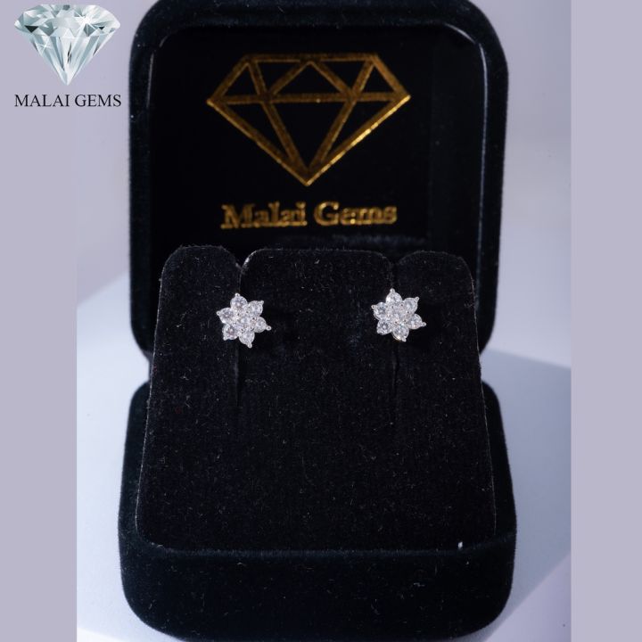 malai-gems-ต่างหูเพชร-เงินแท้-silver-925-เพชรสวิส-cz-เคลือบทองคำขาว-รุ่น225-e17558-แถมกล่อง-ต่างหูcz-ต่างหูเงินแท้
