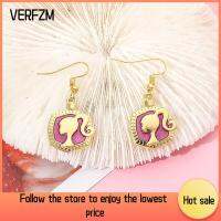 VERFZM SHOP การจับคู่ ต่างหูตุ๊กตาบาร์บี้ คอสเพลย์ โลหะผสมอัลลอยด์ เล็บหูเล็บ ของใหม่ เสื้อผ้าที่สวมใส่ ต่างหูแบบห้อย สำหรับผู้หญิง