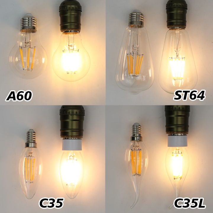 10ชิ้น-ล็อต-e27หลอดไฟไฟ-led-เอดิสัน-e14-220v-ย้อนยุค-vingage-ไฟ-led-หลอดไฟ-st64-c35-g45-a60-t45แก้วแสงเทียนอิเล็กทรอนิกส์