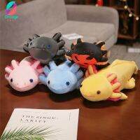 ตุ๊กตาขนาดใหญ่ที่มีสีสันลายกวางสีส้ม45/80ซม. ตุ๊กตานิวท์ซาลามันดราของเล่นตุ๊กตานุ่มๆสัตว์ใต้น้ำสีชมพูเหลืองเทาของขวัญวันเกิดเด็กฟ้า