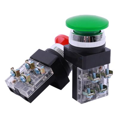 Red Green AC 250V 6A DPST Momentary Mushroom Head Push Button Switch
