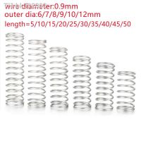 ○ 10pcs/lot 0.9mm Stainless steel compression spring wire diameter outer diameter 6-15mm length 10-50mm