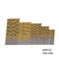 ♂▥ 50pcs twist drill set 1 3mm titanium plated twist drill high speed steel HSS titanium plated twist drill bit twist drill