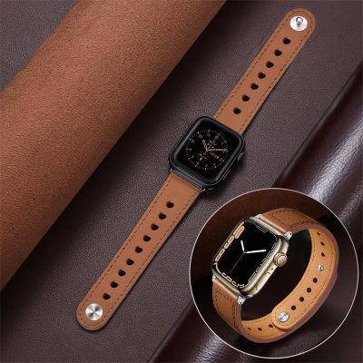 Genuine Leather Strap For Apple Watch Band 44mm 40mm 45mm 41mm 42mm 38mm 49mm Bracelet iWatch Series 7 SE 6 5 3 8 Ultra Belt