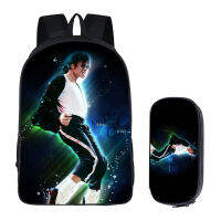 2021Student Backpacks DIY Michael Jackson Printing Children School Bags for Boys Men Book Bag 2PC Set with Pencil Case Harajuku Bag