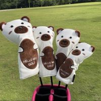 ✑ Golf Club Cover Cute Cartoon Bear for Driver Fairway Covers Hybrid Waterproof PU Leather Headcovers Protector Woods Accessories