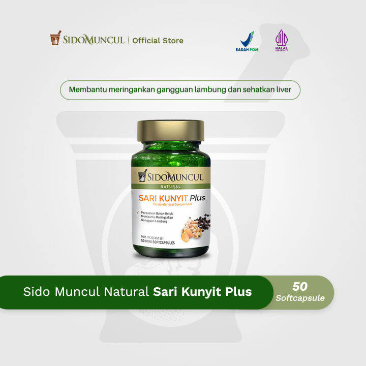 Sido Muncul Natural Sari Kunyit Plus Soft Capsule 50 Kapsul Meringankan Gangguan Lambung Dan 9725