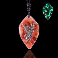 Phoenix Fire Bird Necklace Luminous Energy Totem Pendant Animal Peacock Hip hop Quantum Pendant Lucky Symbol Amulet Jewelry