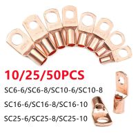 10/25/50Pcs SC Type Wire Nose Terminal SC6 SC10 SC16 SC25 Bare Copper Battery Block Lugs Hole 6mm 8mm 10mm Crimp Cable Connector