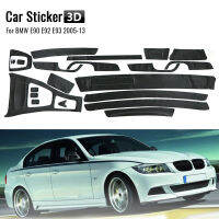 15Pcs 3D Glossy Carbon Fiber Sticker Vinyl Decal Trim Stylish Well Decorative Fit For BMW E90 E92 E93 2005-13