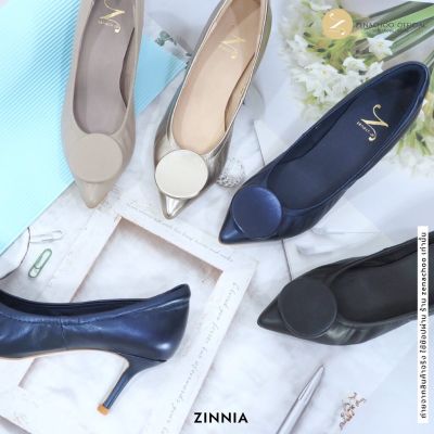 ทรงปกติ เปลี่ยนไซส์ได้-ไม่รับคืน Zenachoo รุ่น Zinnia สูง 3 นิ้ว รองเท้าหนังแกะแท้ หน้ากว้างไม่บีบเท้า หนังนิ่มมาก