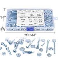 650pcs American Cross Pan Head Machine Screws Carbon Steel Blue White Zinc Bolts and Nuts Flat Washer Assortment Kit Nails  Screws Fasteners