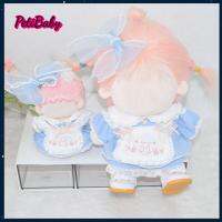 PETIBABY 10ซม. 20ซม. เสื้อผ้าตุ๊กตาการ์ตูนกระต่ายสีฟ้ามินิหมวกมีโบว์ของขวัญชุดชุดขนาดเล็กตุ๊กตายัดไส้