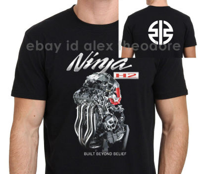 Ninja Motorcycle H2 Engine Poster MenS Black T-Shirt Size S-Xxxl 2019 Creative Novelty Summer Style Cotton Printed T Shirts 【Size S-4XL-5XL-6XL】