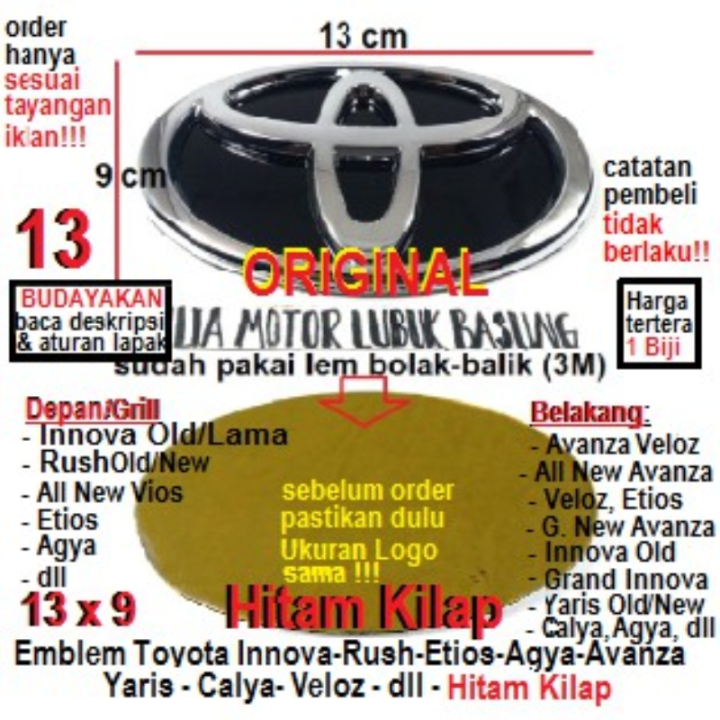 Zr Black Toyota Grille Logo Emblems Innova Rush Agya Avanza Yaris