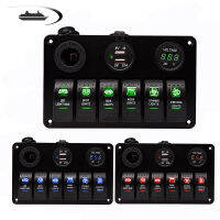 Universal Car Switch Panel 12V Voltmeter Dual USB Accessories For Marine Boat Caravan RV Electric Digital Display Switches