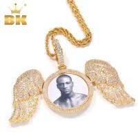 The Bling King Photoes Necklace With Angel Wings Men Charm Micro Rose Gold Memory Jewelry For Gift Tennis Chain New Punk Style