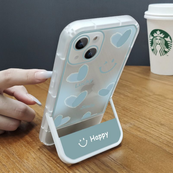 เคสสำหรับ-vivo-โทรศัพท์แบบตั้งได้-huawei-apple-14pro-13promax-ขาตั้งพับได้ใบหน้ายิ้มแย้มสำหรับป้องกันการตกหล่น