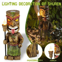 Tiki Guard Statue Solar Powered Outdoor Home Decor New Led Garden Decoration Crafts Gardening Sculpture Lawn Lamp for Courtyard