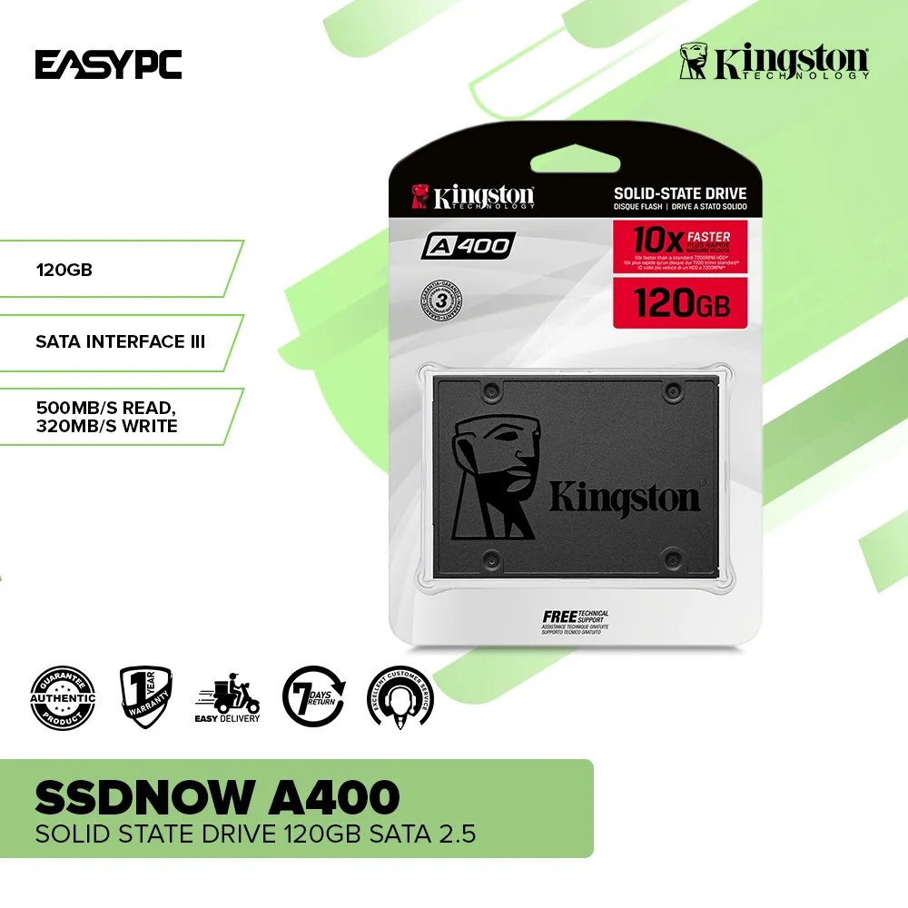 READY STOCK】 ♚EasyPC | Kingston SSDNow A400 120GB | 960GB Solid State Drive Sata 2.5 A400 Series SSD✪ | Lazada PH