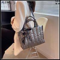 ALENE ผ้าฝ้ายบุนวม ถุงสิริผ้า จุได้มาก ริบบิ้นหรูหรา กระเป๋า Crossbody ลำลองแบบสบายๆ กระเป๋าถือแบบถือ สำหรับผู้หญิง