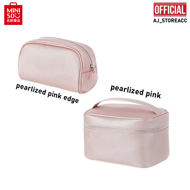 Miniso Rectangular Pearlized Pink Cosmetic Bag(Pink)