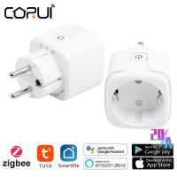 CORUI Tuya ZigBee สหภาพยุโรปเสียบ20A สมาร์ทเสียบ Power Monitor ฟังก์ชั่นการกำหนดเวลาซ็อกเก็ตสมาร์ทชีวิต APP การควบคุมเสียง Alexa Home