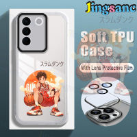 Jingsanc เคสโทรศัพท์พร้อมฟิล์มติดเลนส์,เคสโทรศัพท์สำหรับ VIVO V27e V23e 5G Y78 Y53 Y20S สีขาวกันกระแทก Y36 Y35สีขาว