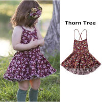 Thorn Tree เด็กสาวแขนกุดชุดดอกไม้แฟชั่นเปลือยตูสลิงพรรคประกวดชุดเจ้าหญิง0-4Y