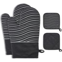 Oven Gloves Pot Holder 4 Piece Set Kitchen Oven Gloves Silicone Non-Slip Design Pot Holder Gloves