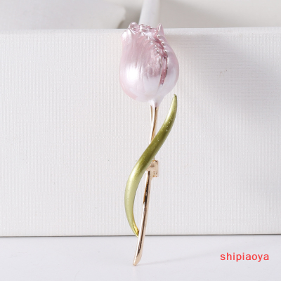 Shipiaoya Hebeanna AYUYTDB พวงดอกทิวลิปเคลือบใหม่สำหรับผู้หญิงดอกไม้งานแต่งงานสำนักงานหมุดเข็มกลัดปาร์ตี้ของขวัญ