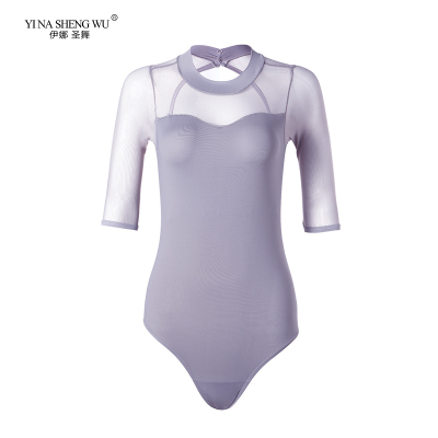 Ballet Leotards For Women Dance Costume Half Sleeve Stand Collar Mesh Dance Dress Adult Ballet Dance Wear Gymnastics Leotard