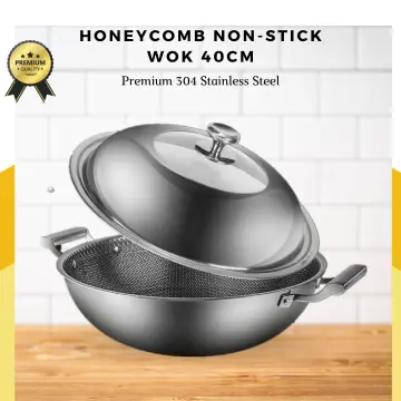 idrop [ RM109 COMBO ] 45CM Honeycomb Cooking Wok + 30CM Frying Pan + G