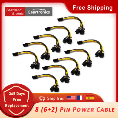 10Pcs 8 Pin PCI Express to Dual PCIE 8 (6+2) Pin Power Cable 20cm Motherboard Graphics Card PCI-E GPU Power Data Cable Splitter