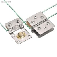 ♧﹉ 2PCS Glass door hinge hardware Stainless steel folding hinge accessories Frameless cabinet door glass clip