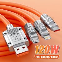 3in1 120W 6A Super Fast Charge USB C Liquid Silicone Cable For iPhone Xiaomi Huawei Samsung Micro Type-C Lightning Charger Wire