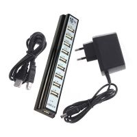 10 Port Keyboard USB 2 0 Hub Pemisah dengan Pengisi Daya Ponsel Komputer Adaptor Daya Elektronik Steker UE