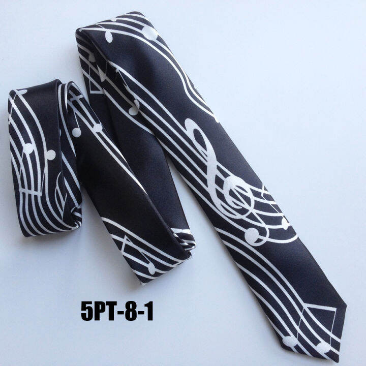 5cm-musical-tie-music-notes-necktie-black-with-white-g-clef-gravata-in-middle