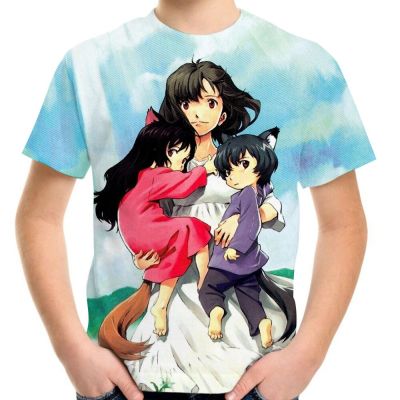 Japanese Animation Wolf Children 3D Print Boy Girl Polyster T Shirt Summer 4-20Y Kids Baby Casual Clothes T-Shirt Cartoon Tshirt