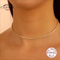 CANNER 925 Sterling Silver Hip Hop 2.0mmCZ Tennis Necklace For Women Gold Color Chain Choker Necklaces Fine Jewelry Collares Fashion Chain Necklaces