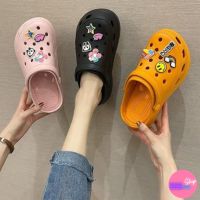 ?Sale80%?รองเท้าแฟชั่นหัวโตแบบสวม มีรัดส้น ทรง Crocs มี 5 สี (10)