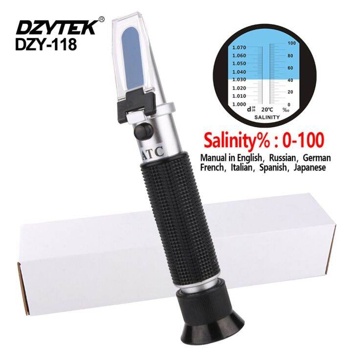DZYTEK Refractometer Saltwater Aquarium Seawater Pool Salinity Tester ATC Handheld Hydrometer