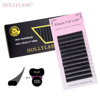 HOLLYLASH 0.15มม. ที่ต่อขนตาแบนสำหรับมืออาชีพ8-15มม. ปลายแยกขนตาวงรีนุ่มธรรมชาติ