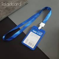 สายคล้องบัตร สีน้ำเงิน พร้อมกรอบUHOO พลาสติกแข็งเนื้อหนาคุณภาพดี กรอบโชว์บัตร 2 หน้า Taladcard