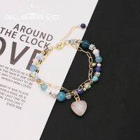 GLSEEVO Natural Stone Pearl Heart-Shaped Woman Pendant Bracelet 2022 Korea Fashion Luxury Designer Jewelry Anniversary Gifts