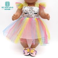 Clothes for doll Sequined dress shoes fit 43-45cm baby Toy New Born doll and American doll accessories Girl 39;s gift