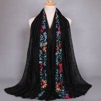 [COD] Chinese style embroidered flower scarf factory source cross-border new all-match veil long BS396