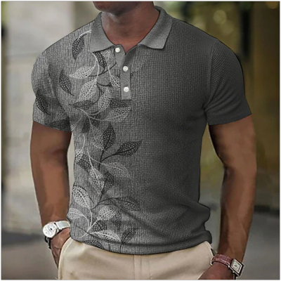 New Summer Casual Polo Shirt MenS Short Sleeve Top Printsflower Color Fashion Design Top Formal Embroidered Polo Shirt Blouse